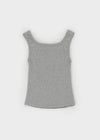 Unpring semi-crop button sleeveless