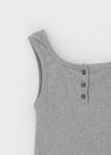 Unpring semi-crop button sleeveless