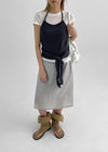 Binble Stripe Banding Midi Skirt