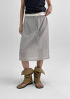 Binble Stripe Banding Midi Skirt