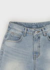 Femme Cutting Washed Denim Shorts