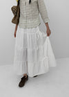Kyoryong Ribbon Tiered Long Skirt
