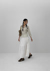 Kyoryong Ribbon Tiered Long Skirt