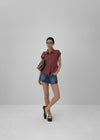 Hopo Roll-Up Short Sleeve Check Shirt (Linen 30%)
