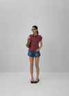 Masle Pleated Mini Denim Skirt Pants