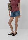 Masle Pleated Mini Denim Skirt Pants