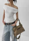 Nishon Draped Shirring Off-Shoulder Top