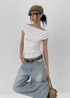Nishon Draped Shirring Off-Shoulder Top