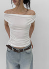 Nishon Draped Shirring Off-Shoulder Top