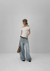 Nishon Draped Shirring Off-Shoulder Top