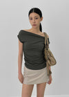 Nishon Draped Shirring Off-Shoulder Top
