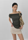 Nishon Draped Shirring Off-Shoulder Top