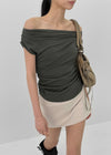 Nishon Draped Shirring Off-Shoulder Top