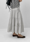 Kyoryong Ribbon Tiered Long Skirt