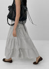 Kyoryong Ribbon Tiered Long Skirt