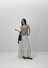 Kyoryong Ribbon Tiered Long Skirt