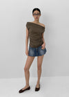 Nishon Draped Shirring Off-Shoulder Top