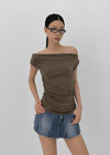 Nishon Draped Shirring Off-Shoulder Top