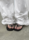 Sinez Studded Leather Thong Sandals
