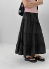 Kyoryong Ribbon Tiered Long Skirt