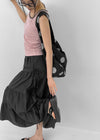 Kyoryong Ribbon Tiered Long Skirt