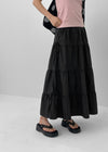 Kyoryong Ribbon Tiered Long Skirt