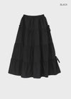 Kyoryong Ribbon Tiered Long Skirt