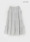 Kyoryong Ribbon Tiered Long Skirt