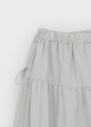 Kyoryong Ribbon Tiered Long Skirt
