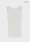 Rollpo Henley Neck Ribbed Sleeveless Top