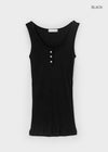 Rollpo Henley Neck Ribbed Sleeveless Top