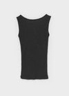 Rollpo Henley Neck Ribbed Sleeveless Top
