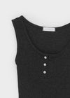 Rollpo Henley Neck Ribbed Sleeveless Top