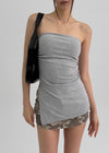 Riching Shirred Slit Tube Top (Built-in Cap)