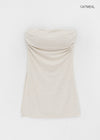 Riching Shirred Slit Tube Top (Built-in Cap)