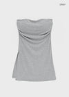 Riching Shirred Slit Tube Top (Built-in Cap)