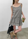 Tobble Check Layered Sleeveless Mini Dress