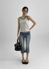 Chongnut Washed Denim Capri Pants