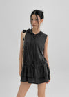 Hoxon Hooded Layered Mini Sleeveless Dress