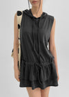 Hoxon Hooded Layered Mini Sleeveless Dress