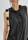 Hoxon Hooded Layered Mini Sleeveless Dress