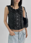 Selem Frill Check Sleeveless Blouse