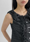 Selem Frill Check Sleeveless Blouse