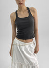 Thezel Back Point Halter Crop Top (Built-in Bra)