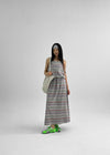 Seno Stripe Balloon Sleeveless Long Dress