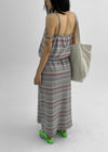 Seno Stripe Balloon Sleeveless Long Dress