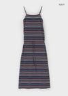 Seno Stripe Balloon Sleeveless Long Dress