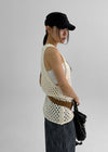 Disella Net Knit Long Sleeveless Top