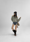 Garr Low Waist Damaged Denim Shorts