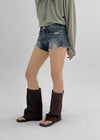Garr Low Waist Damaged Denim Shorts